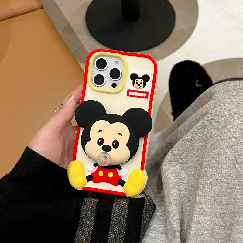 Baby pacifier Mickey Mouse Phone Case for iPhone 13 14 15 16 Pro Max 12promax DISNEY blow bubbles Soft silicone Cover Capa