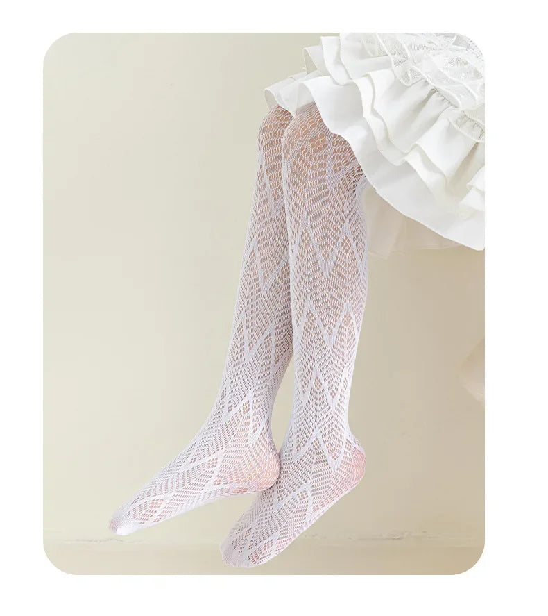 Thin Breathable Baby Girl Tights Kids Dance Stocking Sock Children School Student Uniform Tights Princess Wave Lace Pantyhose