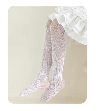Thin Breathable Baby Girl Tights Kids Dance Stocking Sock Children School Student Uniform Tights Princess Wave Lace Pantyhose