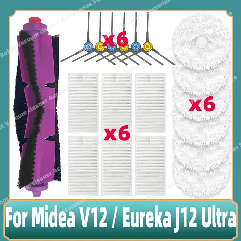 Compatible For 미디어 Midea V12 / Eureka J12 Ultra Main Side Brush Mop Cloth Filter Dust Bag Accessories Spare Replacement Parts