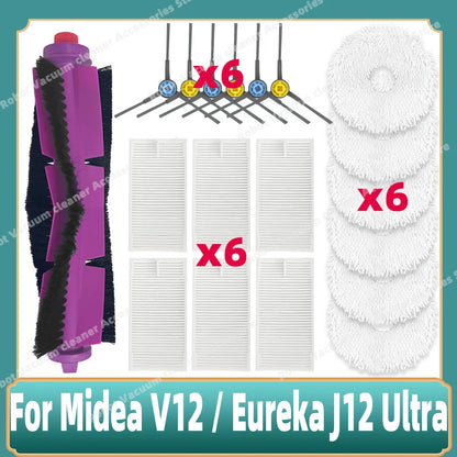 Compatible For 미디어 Midea V12 / Eureka J12 Ultra Main Side Brush Mop Cloth Filter Dust Bag Accessories Spare Replacement Parts