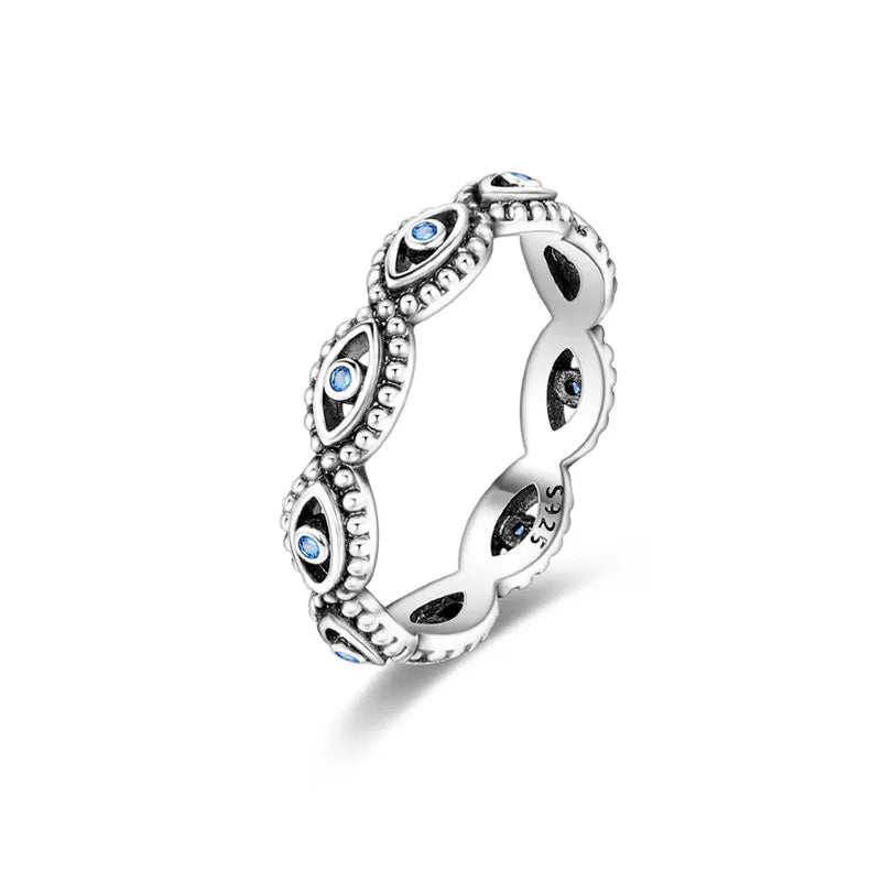 925 Sterling Silver Sparkling Zircon Ring - Classic Stackable Wedding Band for Women