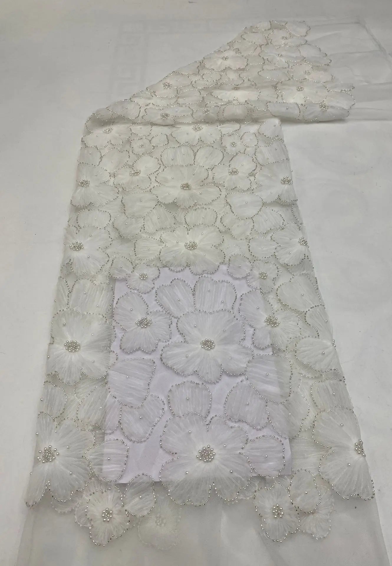 Dark Purple Panhua Bead Cord Embroidery + Sequin Embroidery Fairy Style Evening Dress Women’s Skirt Fashion Bead sewing 2 yard