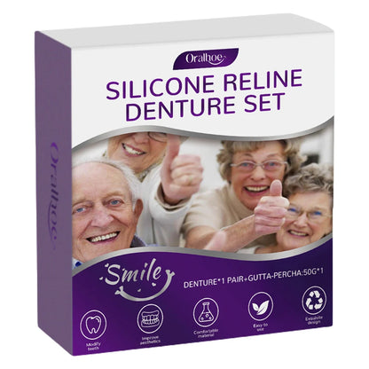Silicone Reline Denture Set Wear-Resistant Soft Dentures False Teeth Non-Toxic Teeth Upper and Lower Set for Men Women