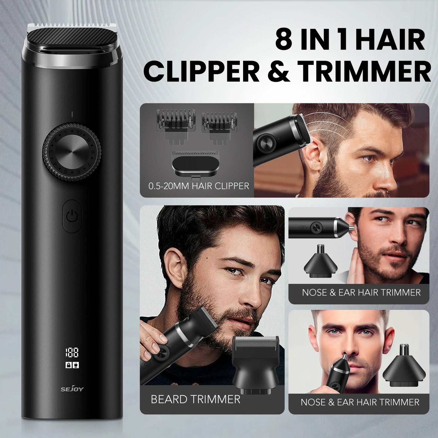 SEJOY Electric Hair Trimmer Kits,Men's Hair Clipper Professional Razor Nose Trimmer Reachageable Waterproof