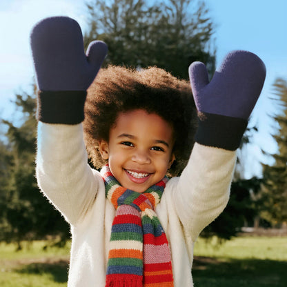 Anti Cold Warm Ski Gloves Kids Thicken Velvet Hanging Neck Mittens 1-4year Boy Girl Plush Hand Covers Children Woolen Knit Glove