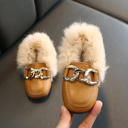 Kids Winter Slippers - Luxury Fur Lined Non-Slip Indoor Boots for Boys & Girls