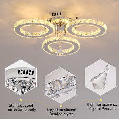 Modern K9 Crystal Led Rings Ceiling Lamp Chandelier Pendant Light Dimmable Luminaire Bedroom Living Dining Room Decor Fixture