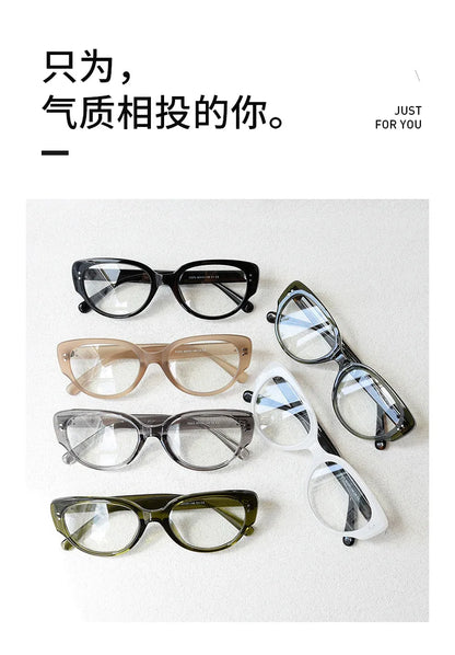New Fashion Unisex Cat Eye Plain Glasses for Men Women Pc Frame Glasses for Party Eyeglasses Metal Studs Square Frame Eyewear
