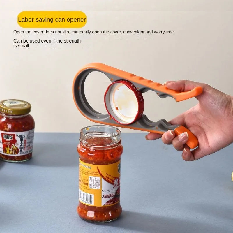 Four-in-One Bottle Opener Kitchen Multi-Functional Can Openers Cans Bottle Opener Non-Slip Labor-Saving Twist Bottle Lid Opener