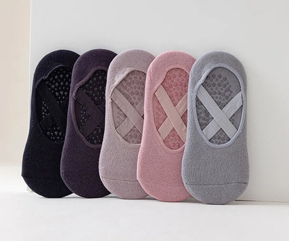 1-5 Pairs of Women's Non-Slip Yoga Socks for Dance Pilates Gym Breathable Cotton No-Show Socks with Silicone Grip Indoor Workout