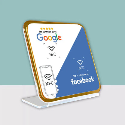 NFC Dual Chips Acrylic Restaurant Table Display Stand for Google+Instagram Google+Facebook Social Media