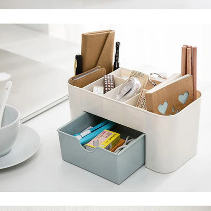 Premium Makeup Organizer with Drawer - Acrylic Cosmetic Storage Box for Lipstick, Brushes & Cotton Swabs