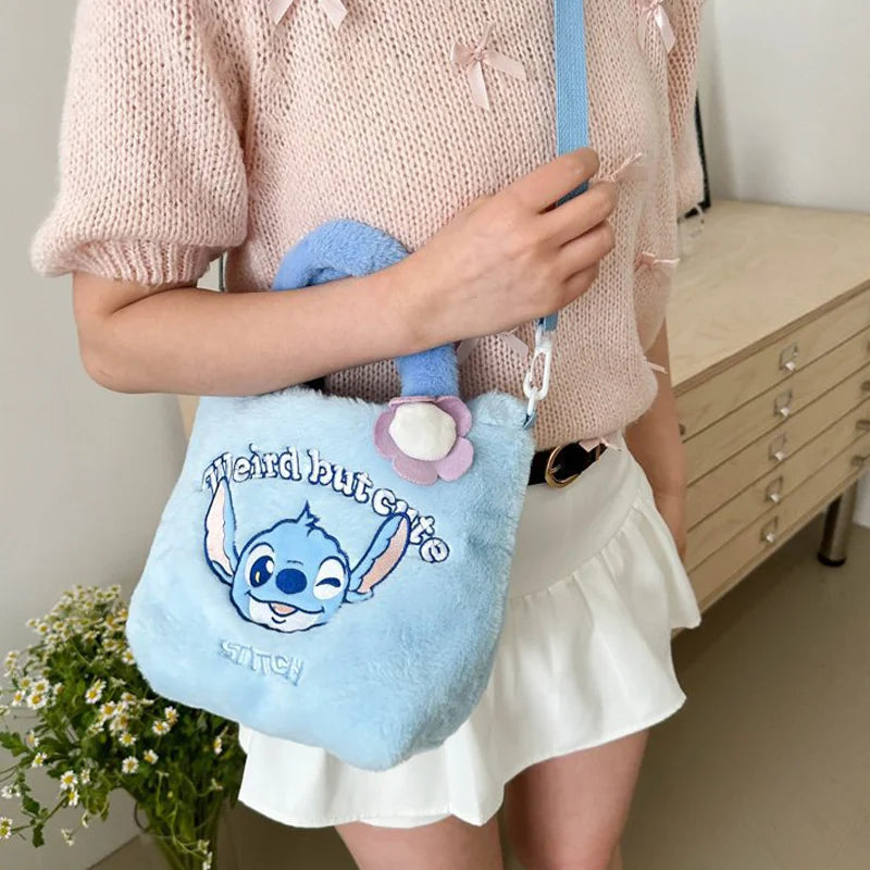 Stitch Women's Plush Shoulder Bags Large Capacity Ctue Crossbody Bag For Pretty Girl Makeup Bag