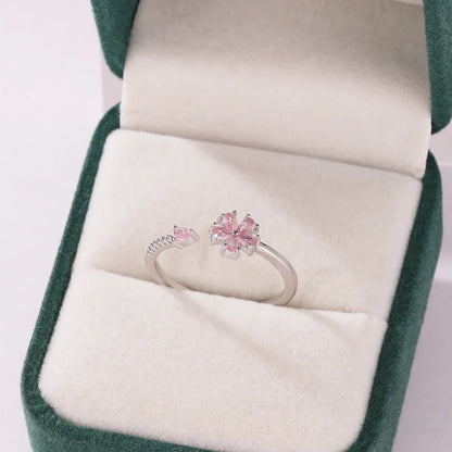 Pink Zircon Bow Heart Rings For Women Gold Plated 18K Plated Adjustable Heart Ring 2026 Trend Wedding Aesthetic Jewelry Gift
