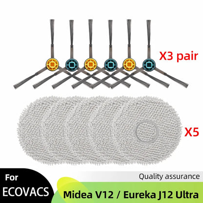 Fit For ( Midea V12 / Eureka J12 Ultra ) Roller Side Brush Hepa Filter Mop Cloth Dust Bag Robot Vacuums Accessory Part