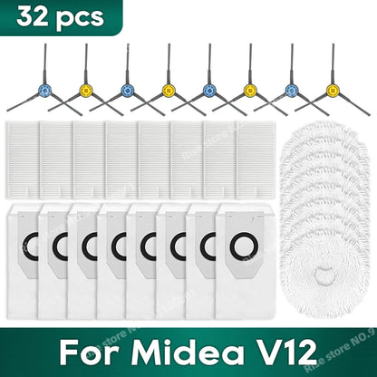 Compatible for Eureka J12 Ultra, Midea V12 Accessories Main Side Brush Hepa Filter Mop Rag Dust bag