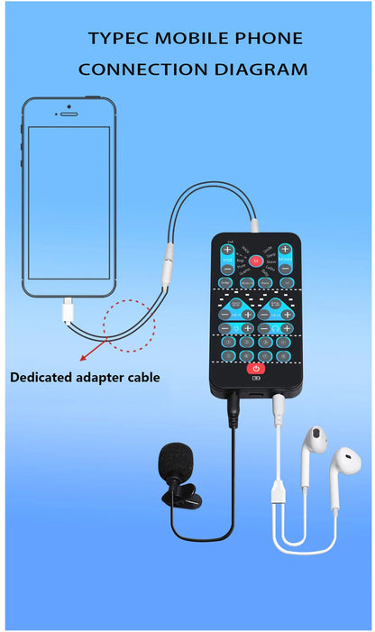 M10 Voice Changer Device Karaoke Function Male Female Voice Switch Universal Portable Sound Changer Card Fine Tuning for Live