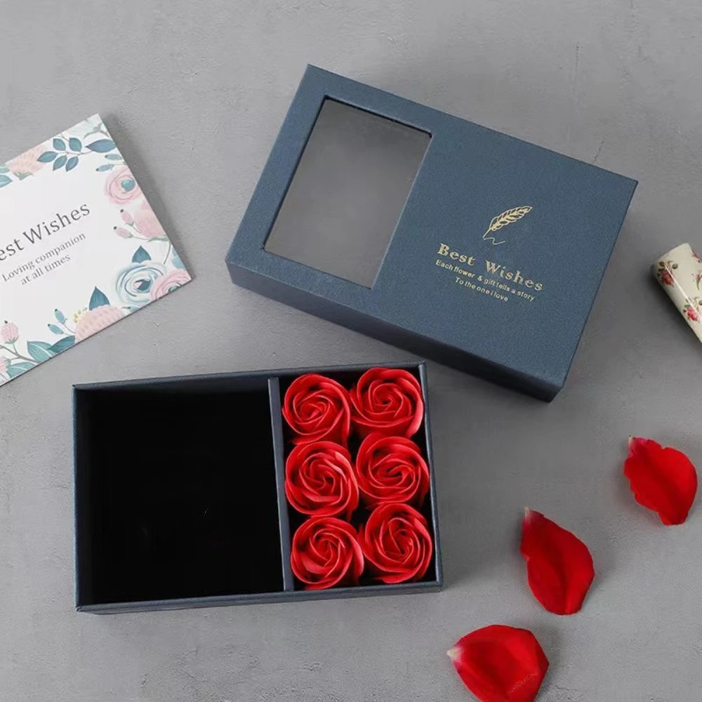 Valentine's Day Eternal Roses Gift Box Window Opening Six Rose Jewelry Gift Packaging Box Birthday Gifts Eternal Flower Ring Box