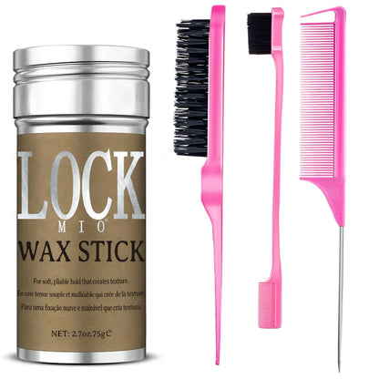 LOCKMIO Wachsstift, natürliches Kokosnussöl, spendet Feuchtigkeit, macht weich und glättet, frisiert, beugt abstehende Haare vor und kontrolliert die Haarkanten, starker Halt, langanhaltend