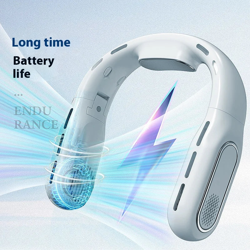 Neck - Hanging Fan with High Wind Power and Long Battery Life, Dual Display, Condensing Plate & Foldable Design for Quick Coolin