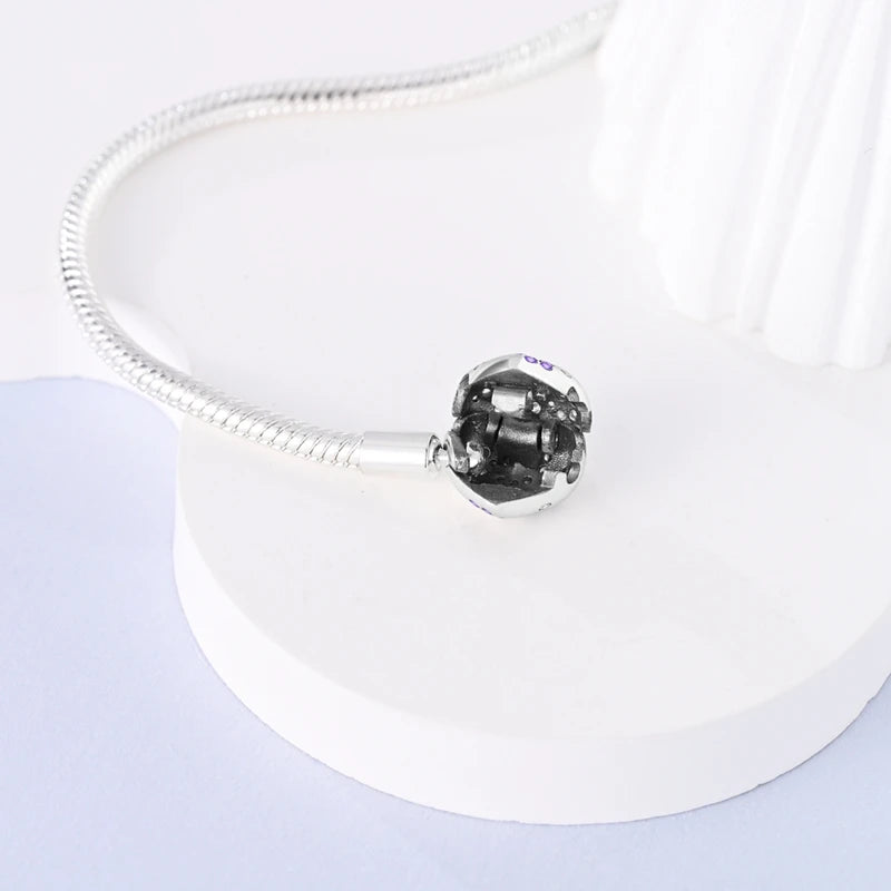 925 Sterling Silver Charm Bracelet - Leaf, Clover, Butterfly & Heart Design | 17-20cm Adjustable