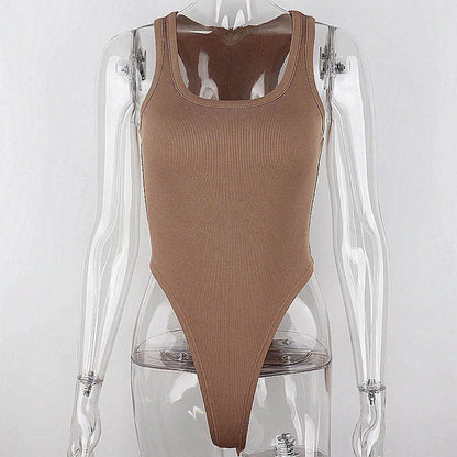 Sleeveless Knit Bodysuit - Sexy Off Shoulder Halter Top for Women