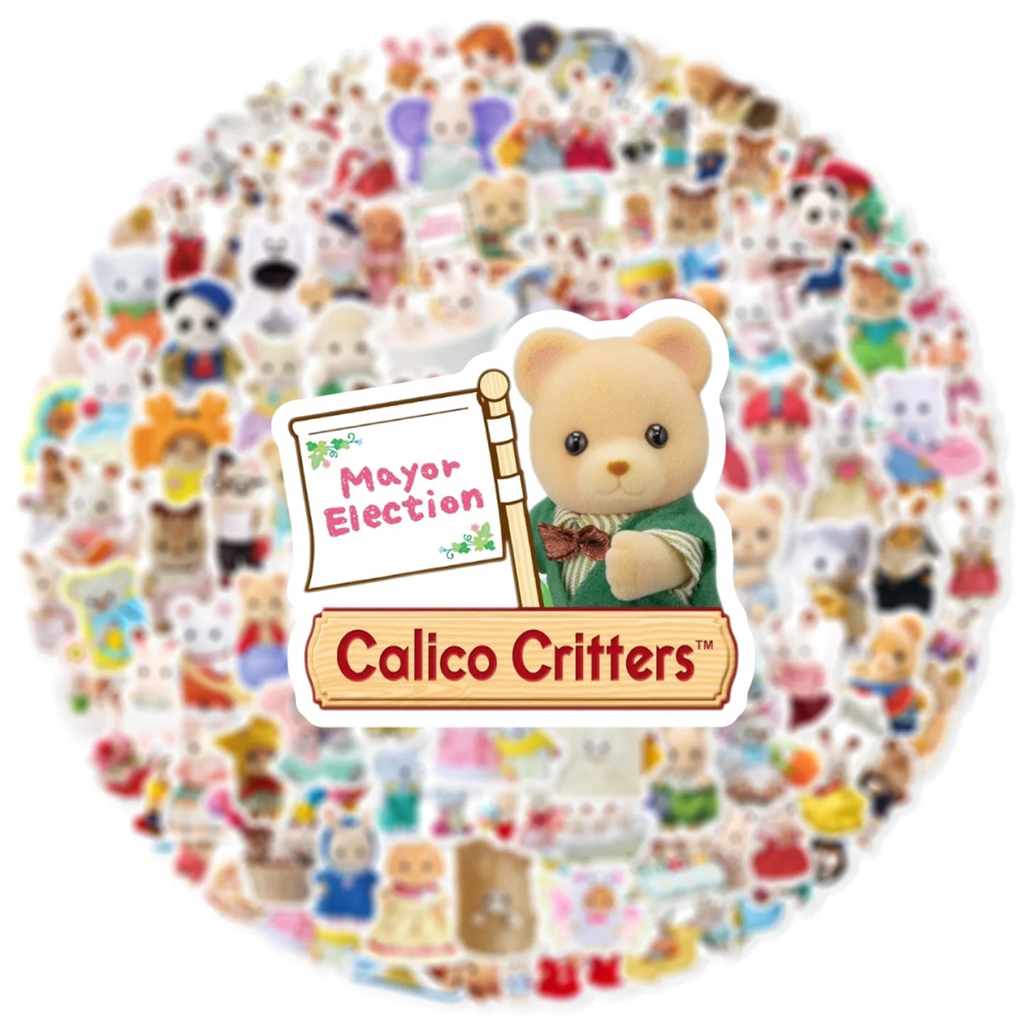 100PCS Cute Sylvanian Families Stickers Kawaii Graffiti Sticker Decoration DIY for Water Bottle Phone Diary Decals Kid Toy Gift