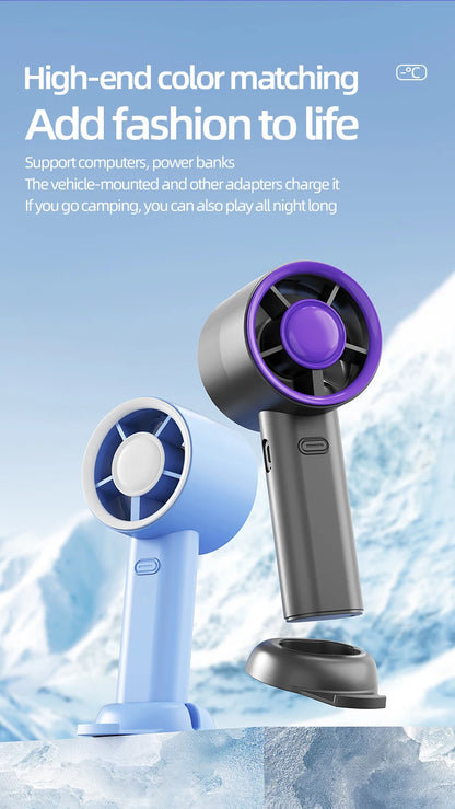 Mini Handheld Fan USB Fast Charging Portable Air Calculating Fan Mute Personal Highspeed Fan for Travel Outdoor Activities