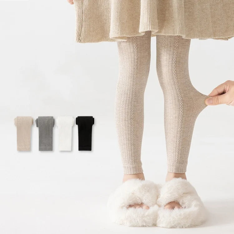 Girls Leggings Tights - Knitted Cotton Solid Color Pantyhose for Kids Spring Autumn