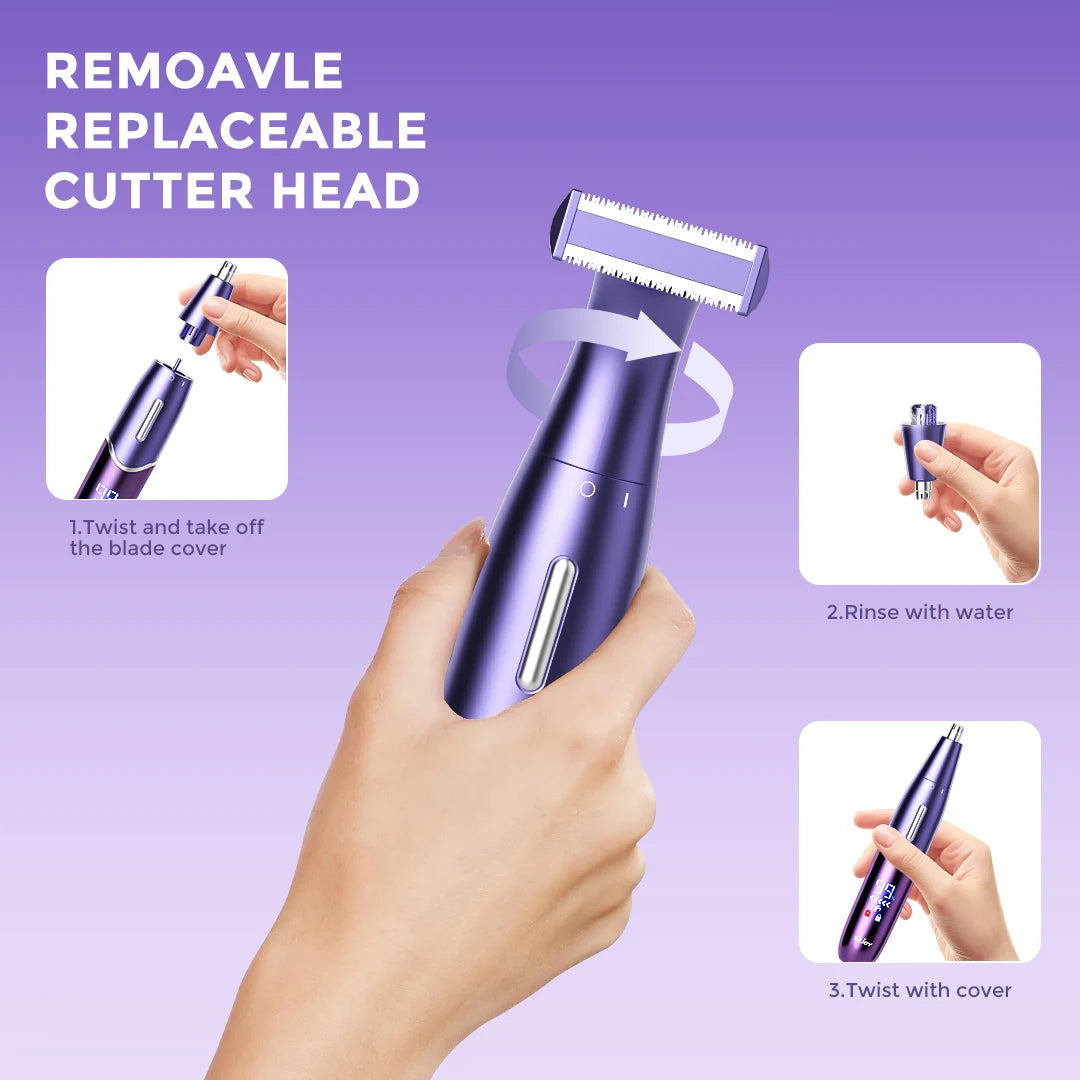 Sejoy 6-in-1 Electric Razor for Women Pubic Hair,Painless Body Shaver,Facial Epilator,Hair Removal for Face,Bikini Trimmer