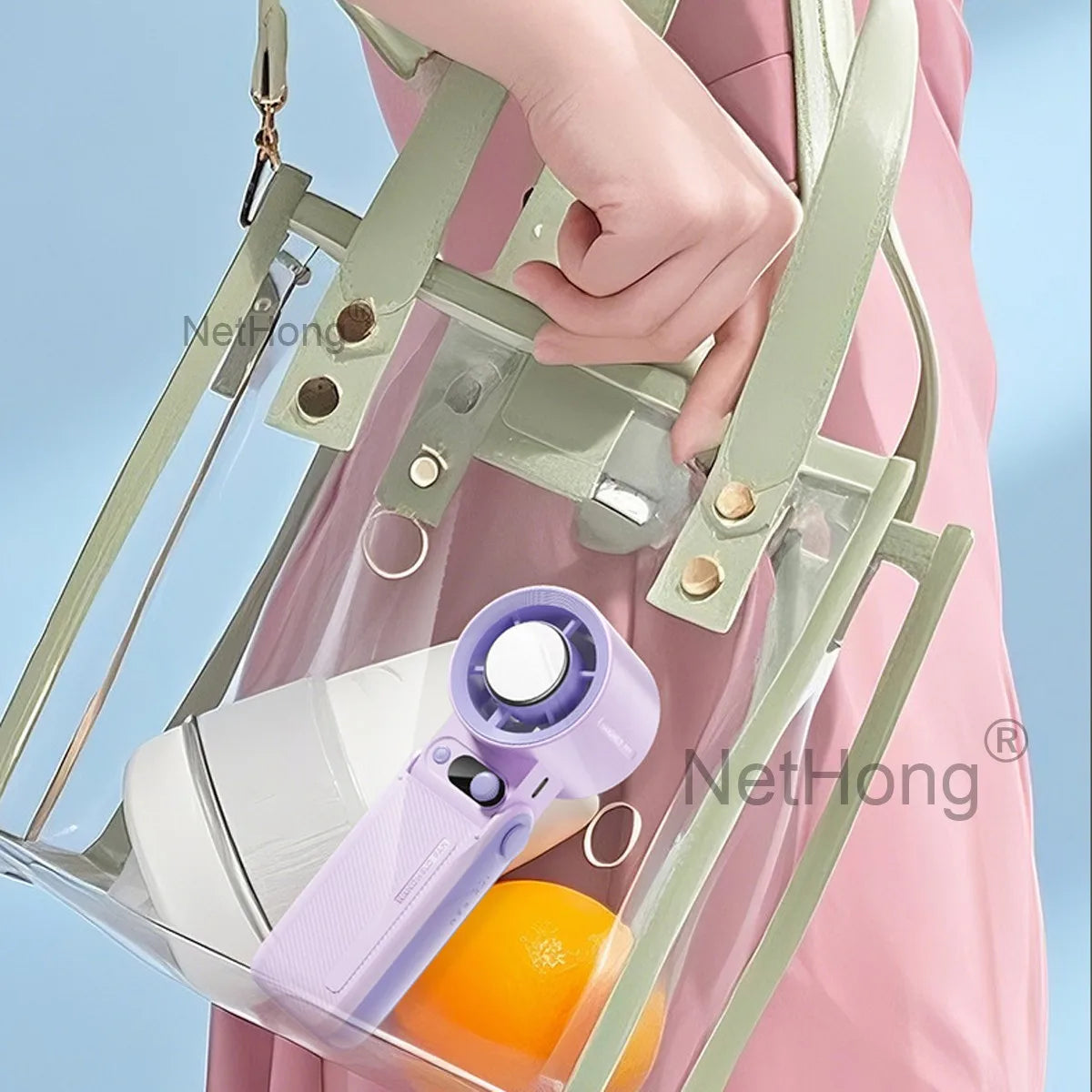 Portable Handheld Digital Turbo Fan 3600mAh Rechargeable 6 Speed Foldable Fan