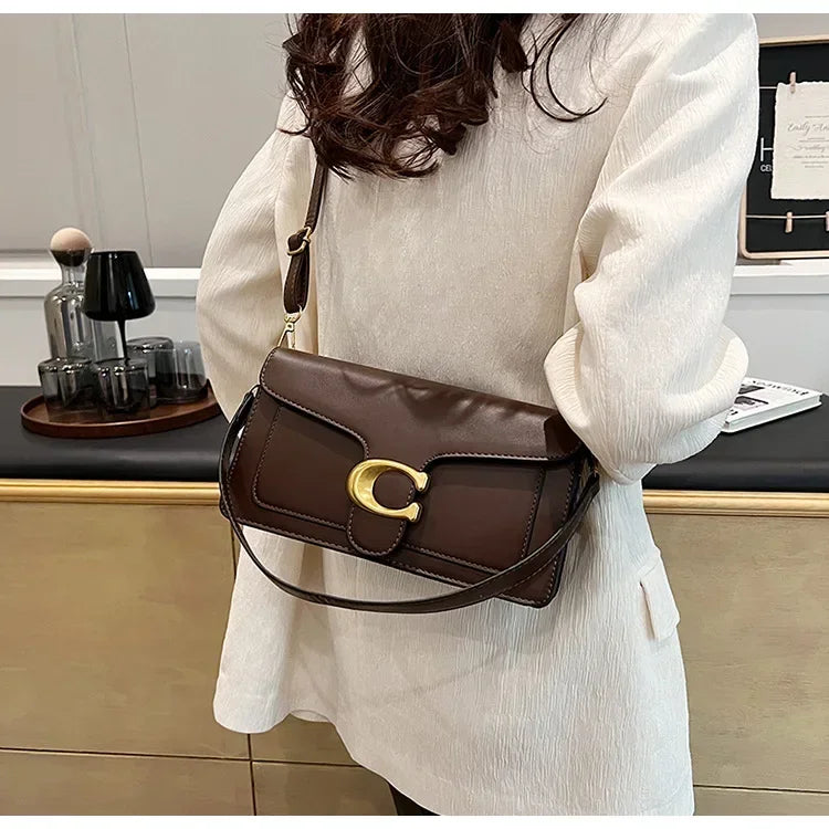 New Women's High-End Pure Color Simple Square Bag Multi-Layer Commuting Single Shoulder Bag Neutral Minimalist Style