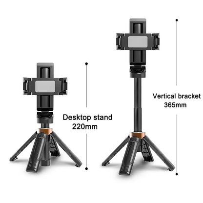 2025 New Bluetooth Selfie Stick Ultra-mini Universal Foldable Travel Portable Floor Mobile Phone Quadrupod 360 Degrees Rotation
