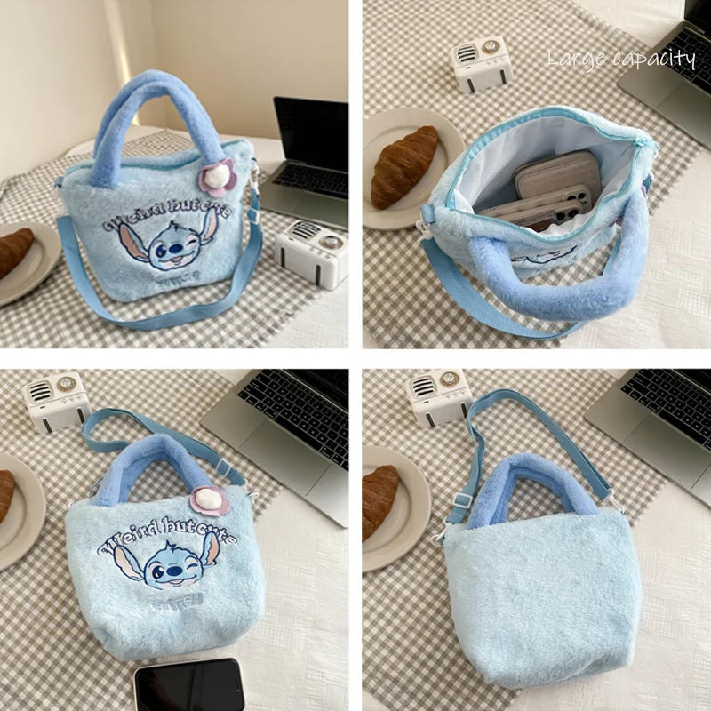 Stitch Women's Plush Shoulder Bags Large Capacity Ctue Crossbody Bag For Pretty Girl Makeup Bag