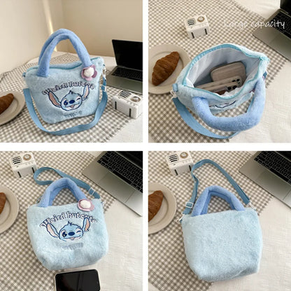 Stitch Women's Plush Shoulder Bags Large Capacity Ctue Crossbody Bag For Pretty Girl Makeup Bag