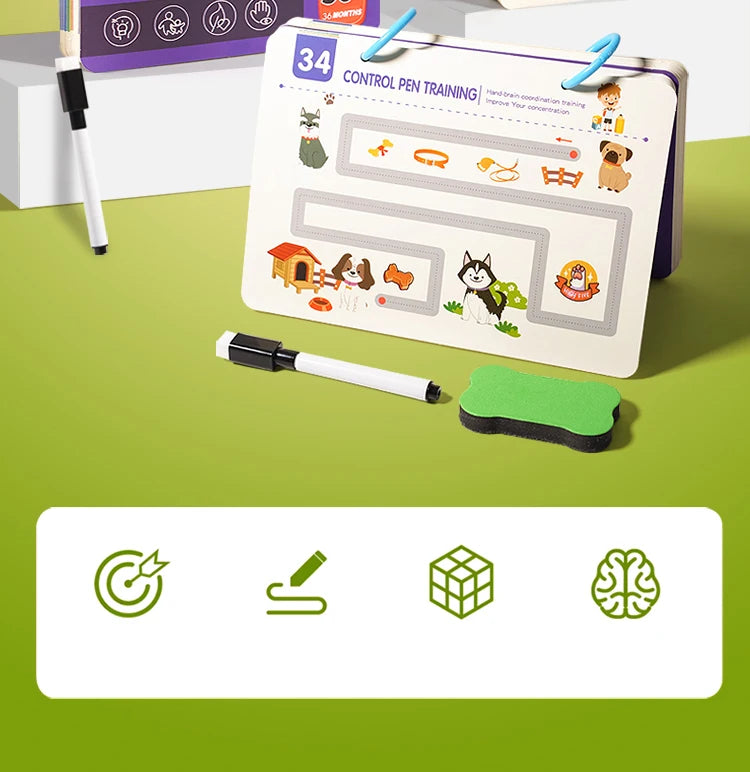 Montessori Writing Control Training Book Reusable Magical Tracing Workbook Practice Book Children Drawing Education Stationery