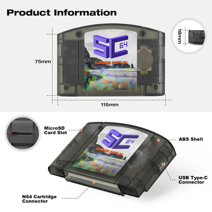 SummerCart64 Open Source N64 Game Card For Nintendo 64 Game Console With Simulator Function Compatibility 5400+ games