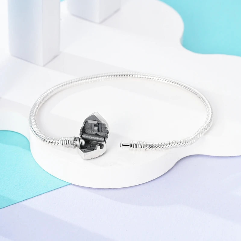 925 Sterling Silver Charm Bracelet - Leaf, Clover, Butterfly & Heart Design | 17-20cm Adjustable