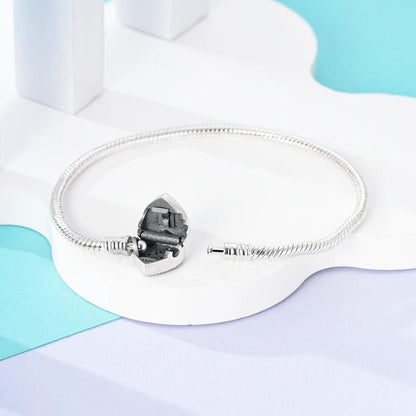 925 Sterling Silver Charm Bracelet - Leaf, Clover, Butterfly & Heart Design | 17-20cm Adjustable