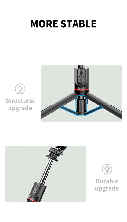 Wireless Selfie Stick for Smartphone, 44 Inch Tripod with Bluetooth Remote, Portables Foldable Stand for Vlog Shooting Record