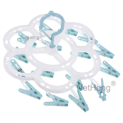 16 Pegs Thickened Laundry Clip Underwear Socks Hanger Airer Cloth Dryer Rack UK