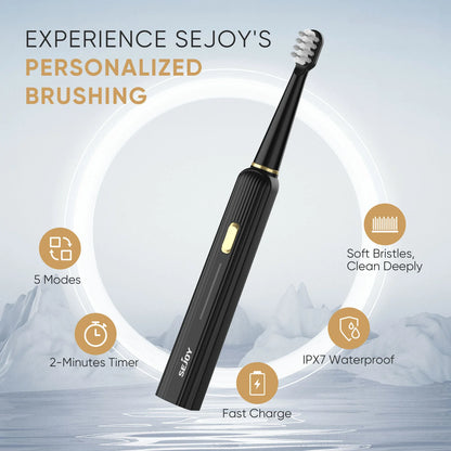 SEJOY Sonic Electric Toothbrush Rechargeable For Adult Rotating Toothbrush With 12 Brush Heads 5 Modes Timer