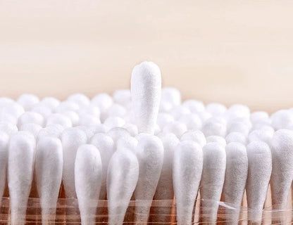 Cotton Swab Storage Box Double Head Cotton Buds Container Transparent Square Bamboo Cover Cotton Swab Toothpick Organize Box