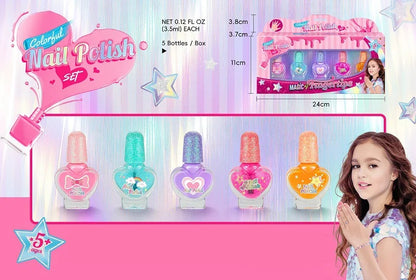 Children's Nail Polish Set 5 Color Safe Non-toxic Water-based Peelable  Girls Princess Dress Up Play House DIY Nail Art Toys