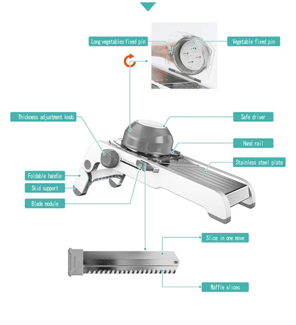 LMETJMA Ultra Sharp Mandoline Slicer Upgraded Vegetable Slicer Kitchen Adjustable Thickness Food Cutter Slicer Dicer KC0450