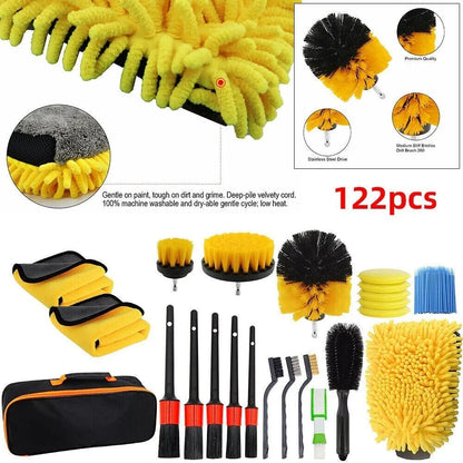 122Pcs Car Detailing Set Soft Brush Interior Wheel Valet Pro Clean Kit Hot