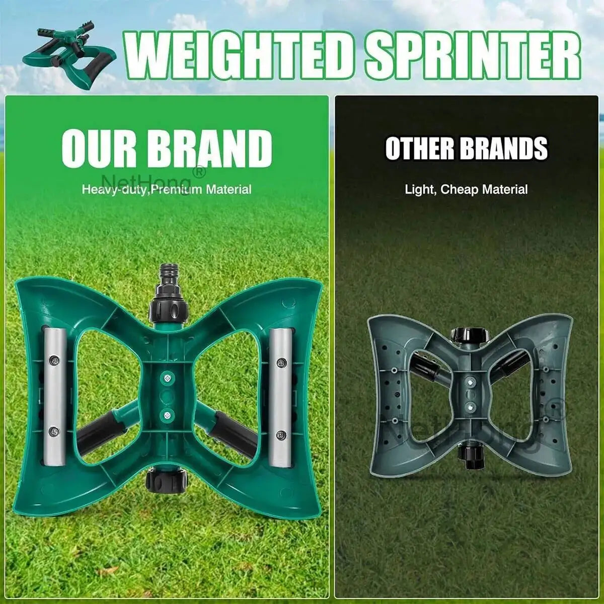 3-Arms 360° Rotating Garden/Lawn Sprinkler System Automatic Watering Irrigation~