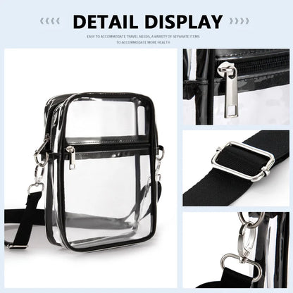 Clear Crossbody Purse Bag,Stadium Approved with Front Pocket for Concerts Sports Festivals Holiday Beach Waterproof Bag
