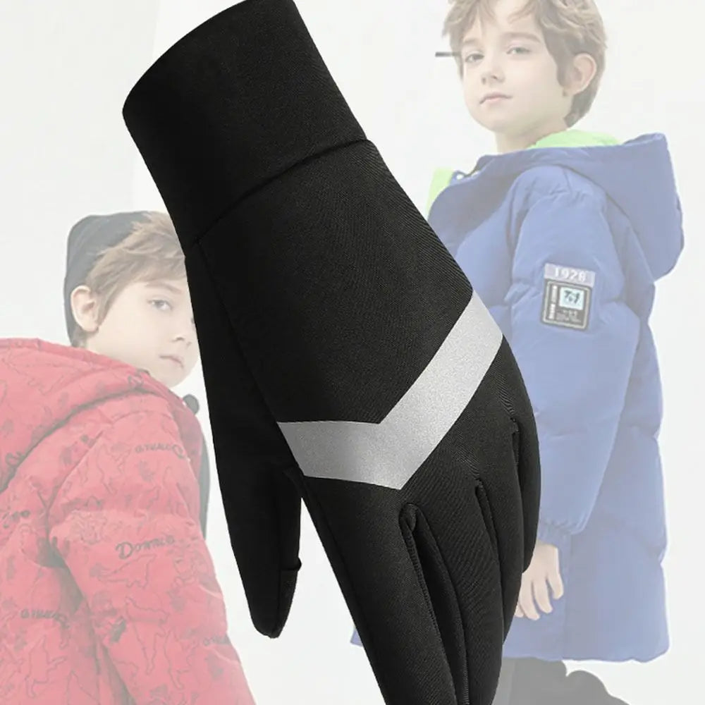 Kids Waterproof Cycling Gloves - Thermal Winter Sports Gloves with Touch Screen & Anti-Slip Grip